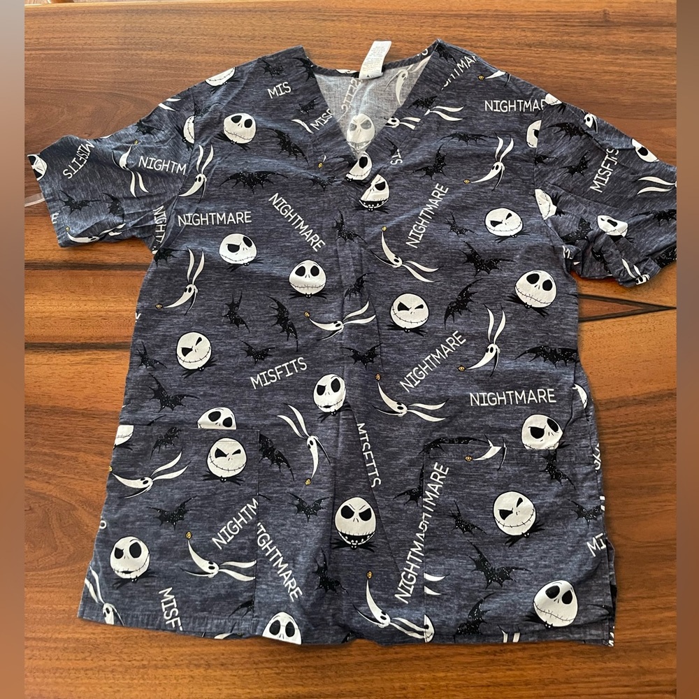 Nightmare Before Christmas Scrub Top - Halloween - medium